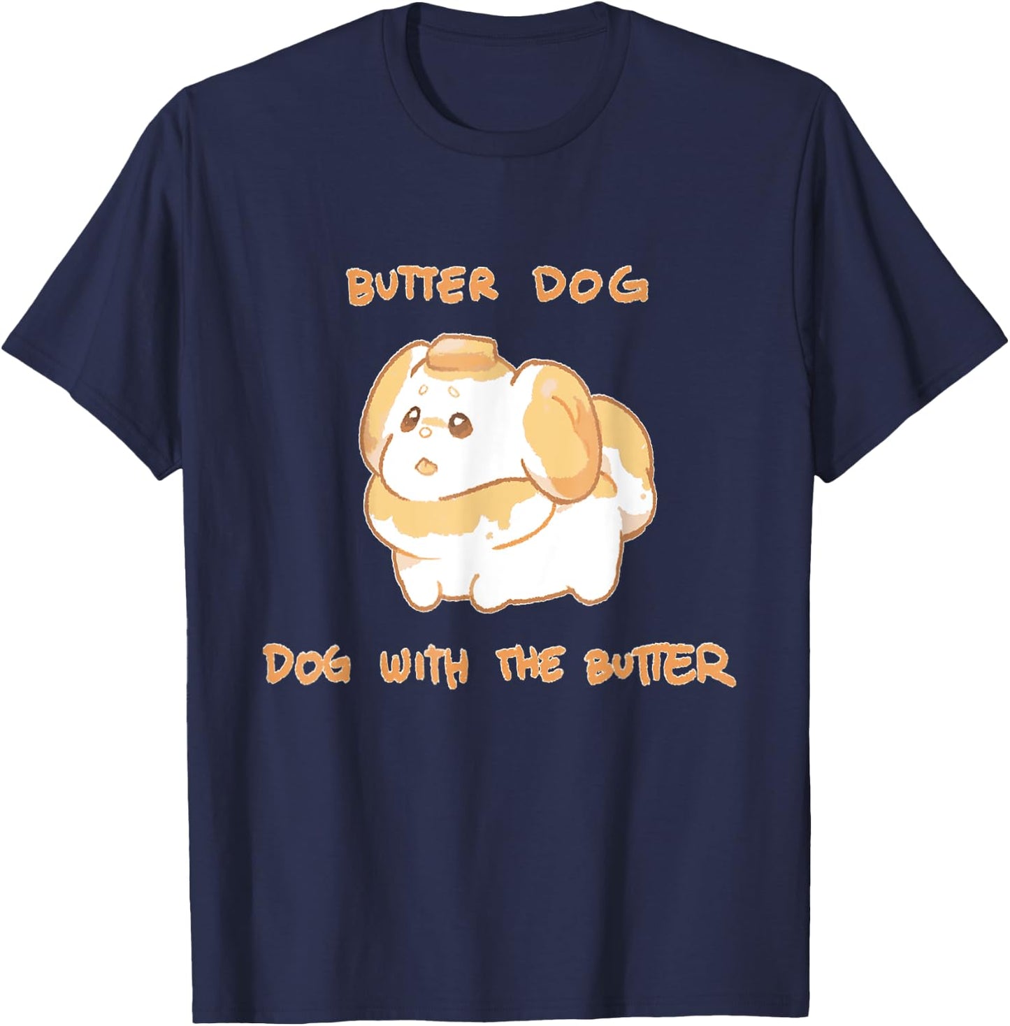 Fidough Butter Dog Dog With The Butter Meme Women Girls Kids T-Shirt - T-Shirt | Navy