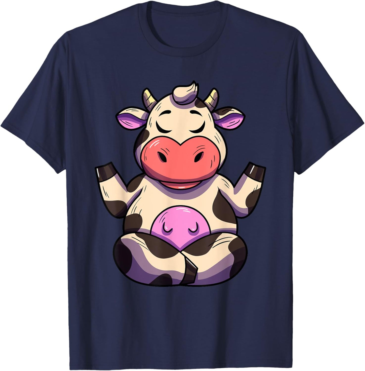 Cow Yoga Funny Cow Lovers Farmer Animal Yoga Cow T-Shirt - T-Shirt | Navy