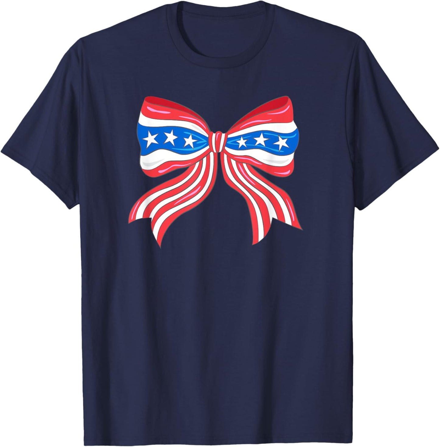 Preppy Patriotic Bow USA Flag T-Shirt - T-Shirt | Navy