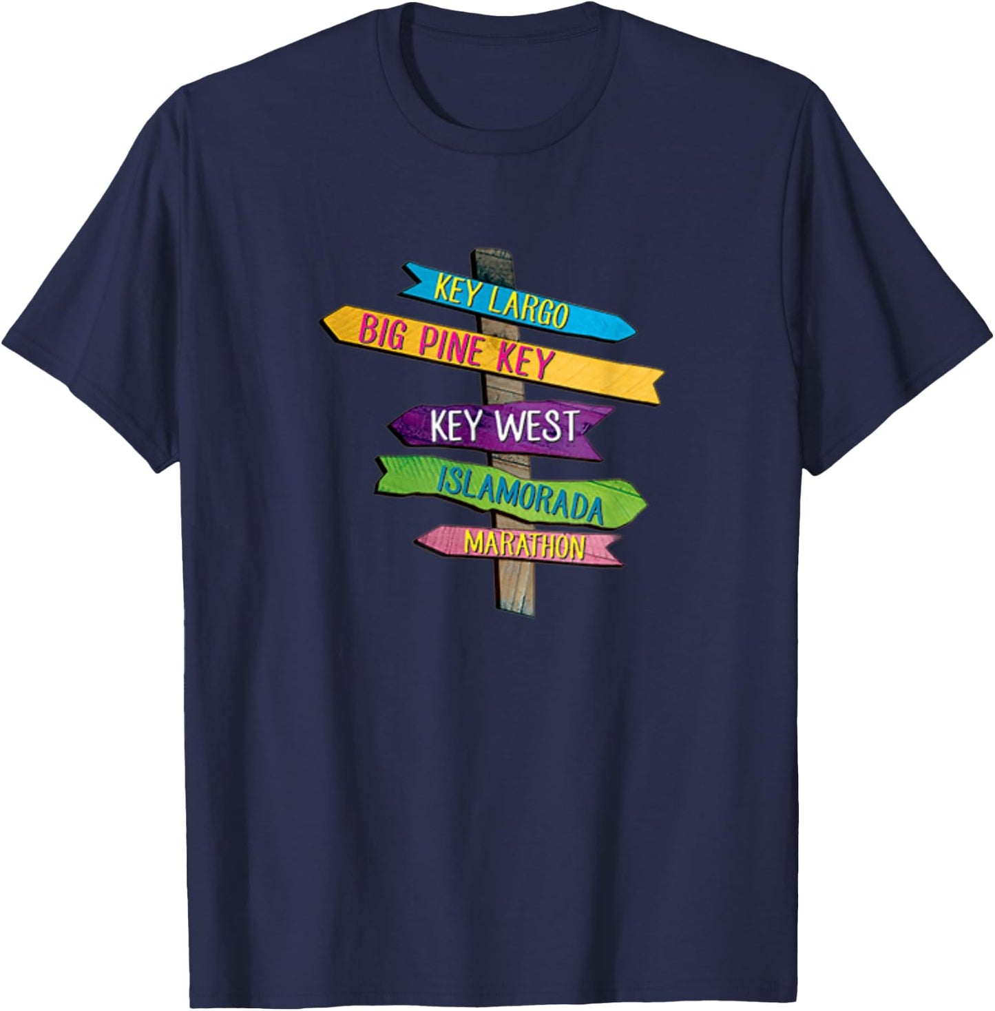Florida Keys Totem Largo Islamorada Key West Sign Post Small T-Shirt - T-Shirt | Navy