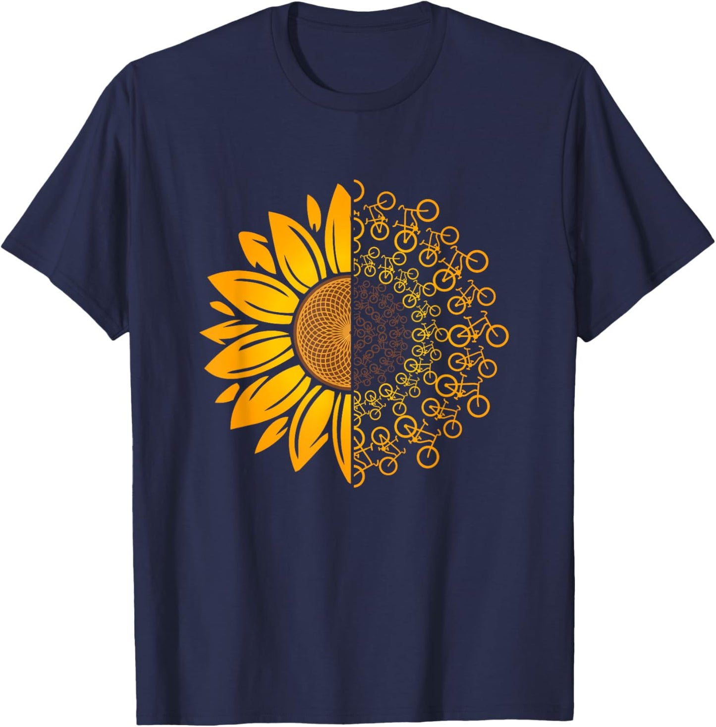Vintage Bikes Biker Retro Bicycle Cycling Sunflower T-Shirt - T-Shirt | Navy