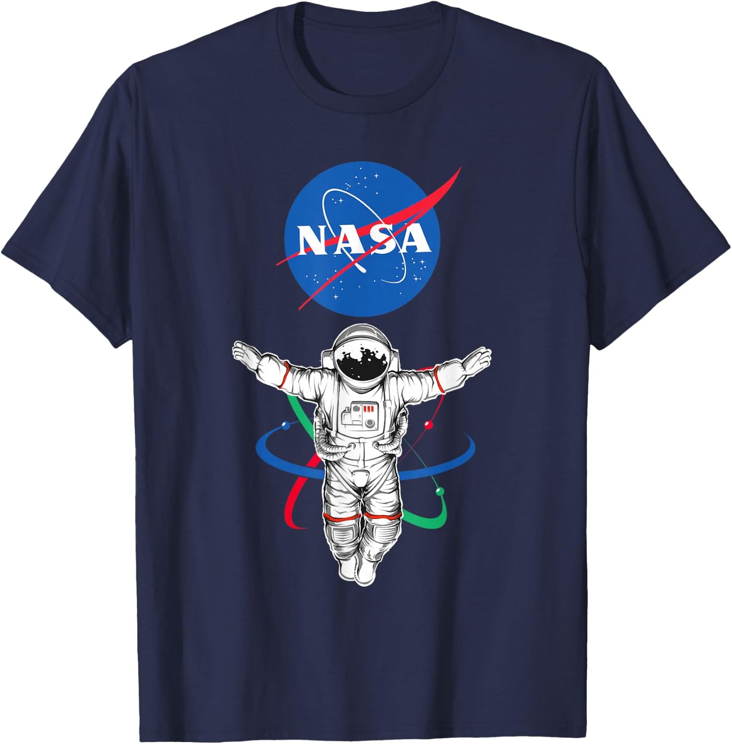 Major Future NASA - -Adults, Black, Small, Short Sleeve, Cotton/Polyester, Astronaut Atom NASA Theme T-Shirt - T-Shirt | Navy