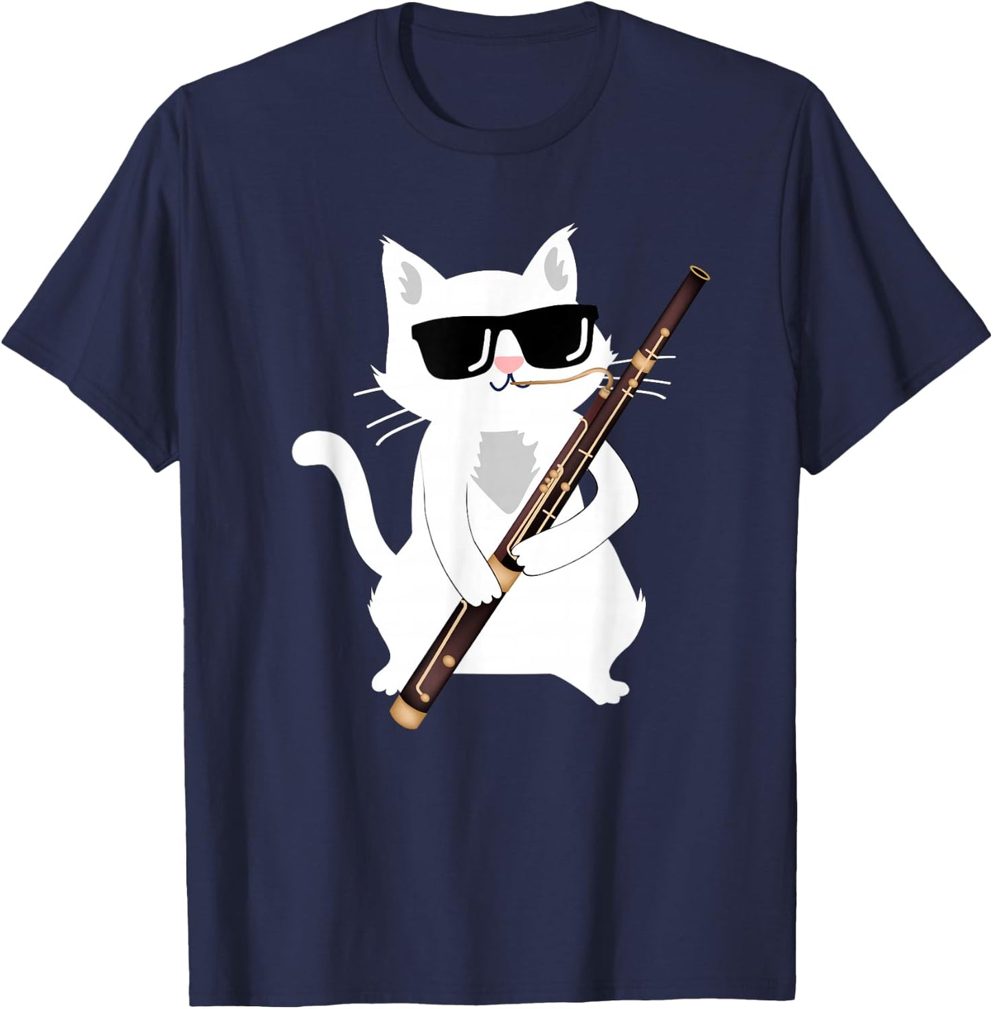 Cat Playing Bassoon T-Shirt - T-Shirt | Navy