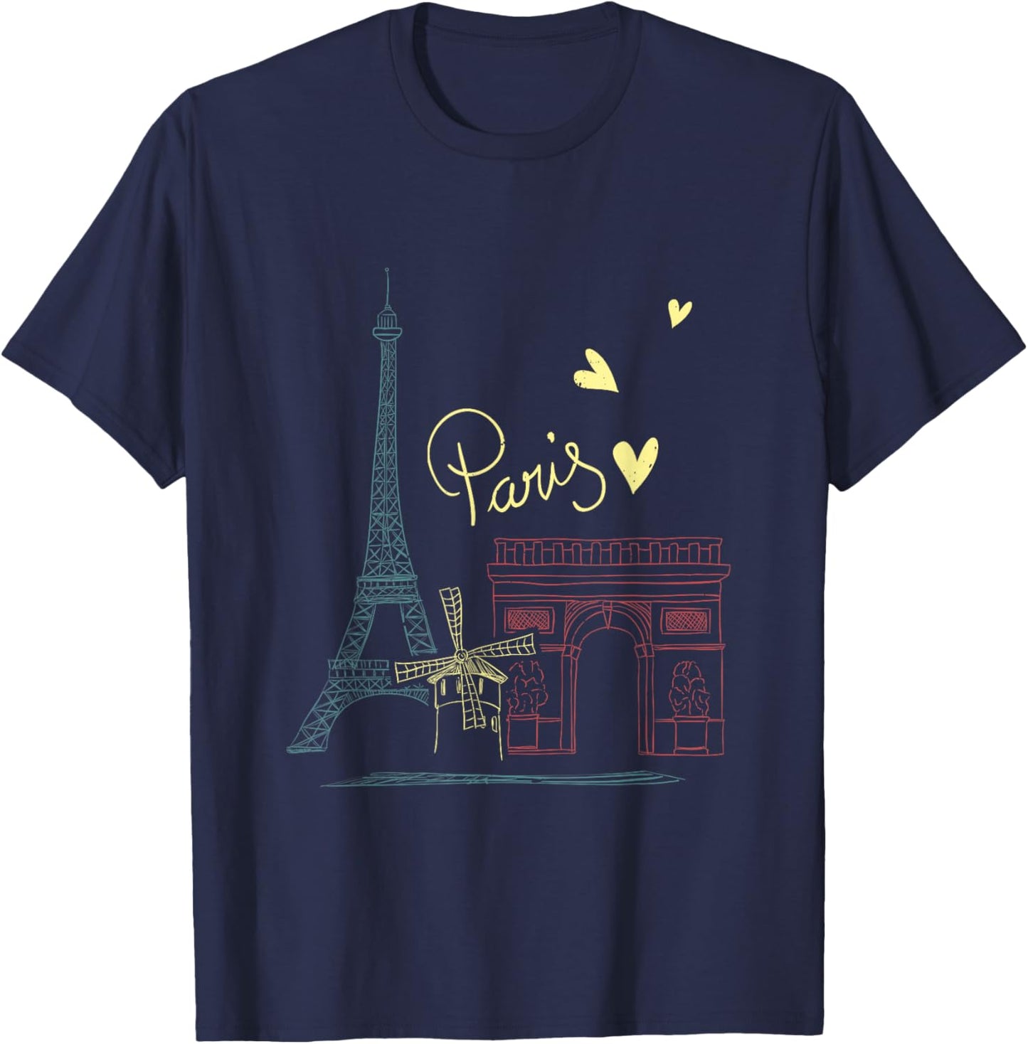Paris Vacation France Holiday Eiffel Tower Love Paris T-Shirt - T-Shirt | Navy