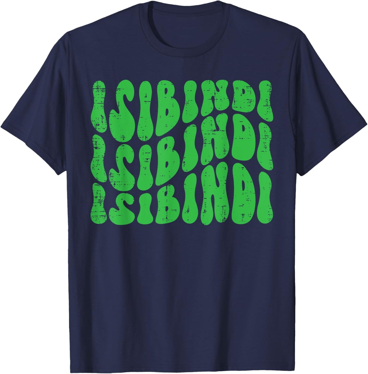Isibindi Groovy Wavy Style School Spirit Wear Green Isibidi T-Shirt - T-Shirt | Navy