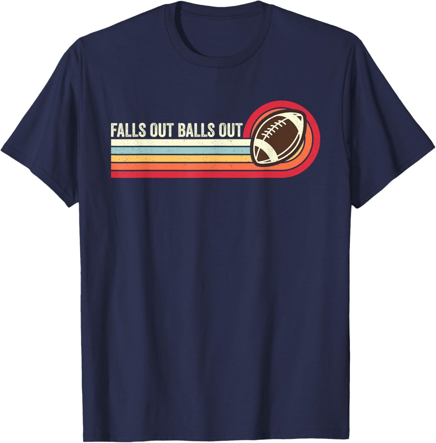 Falls Out Balls Out Retro Football Vintage Thanksgiving T-Shirt - T-Shirt | Navy