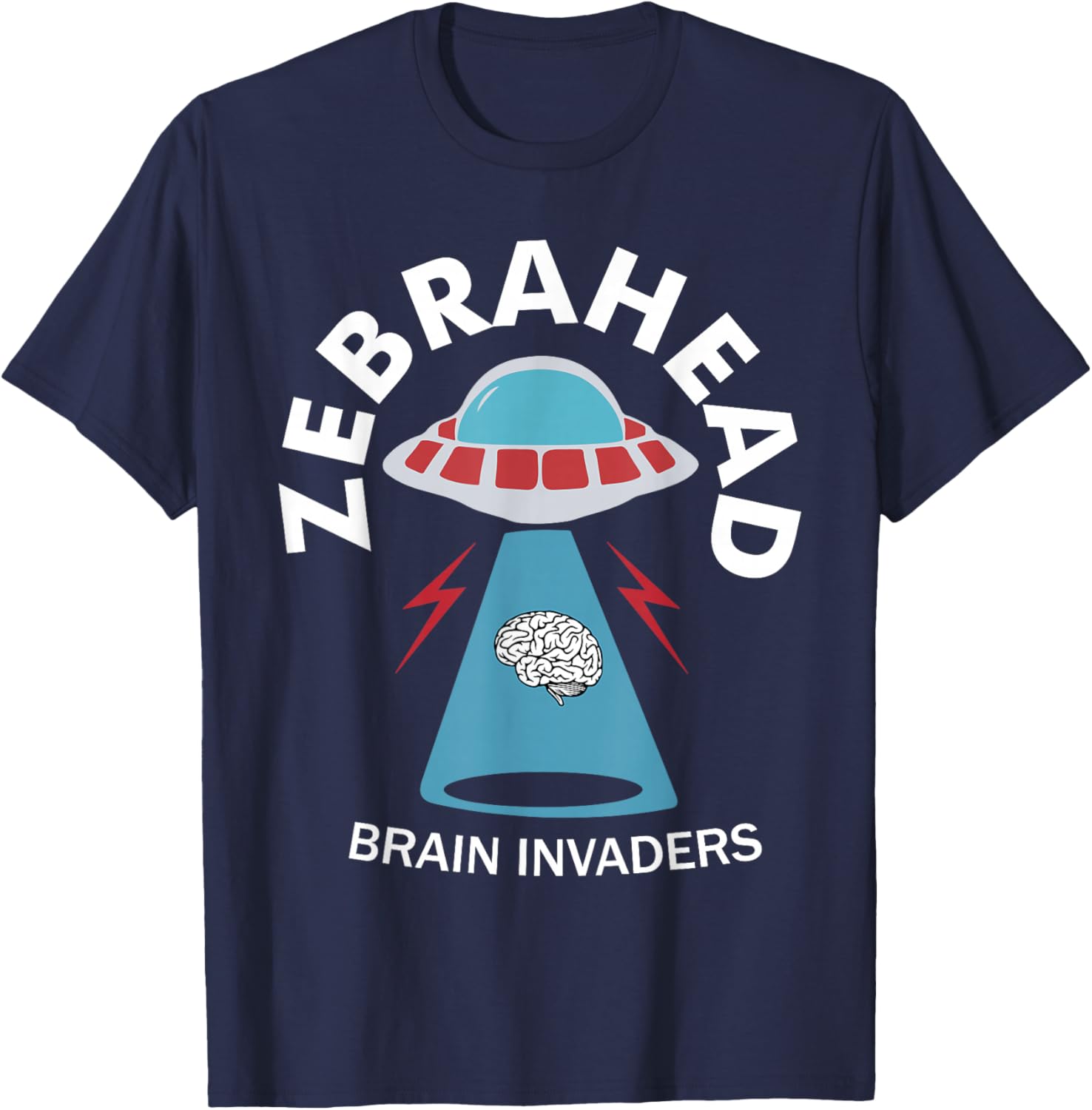 Zebrahead brain invaders Funny design T-Shirt - T-Shirt | Navy