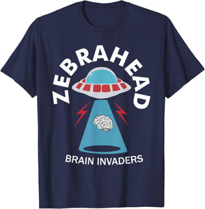 Zebrahead brain invaders Funny design T-Shirt - T-Shirt | Navy