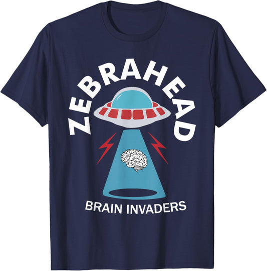 Zebrahead brain invaders Funny design T-Shirt - T-Shirt | Navy