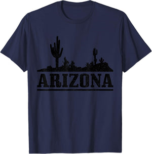 Arizona AZ Pride Cactus Desert Vintage T-Shirt - T-Shirt | Navy