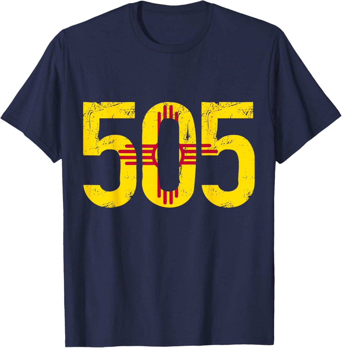 Albuquerque New Mexico 505 Area Code Flag Pride Vintage T-Shirt - T-Shirt | Navy
