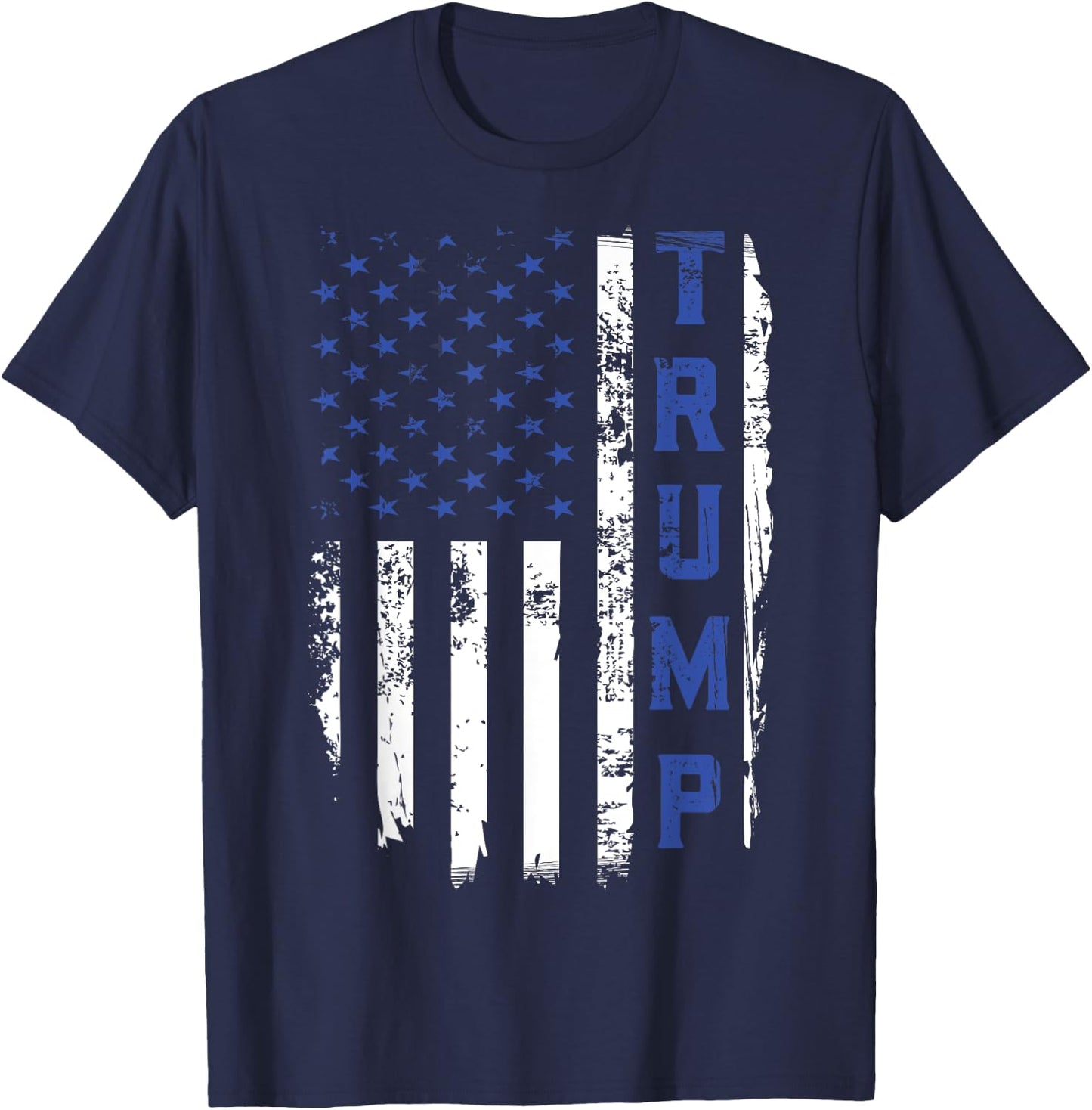 Trump Police Thin Blue Line Republican Cop USA Flag T-Shirt - T-Shirt | Navy