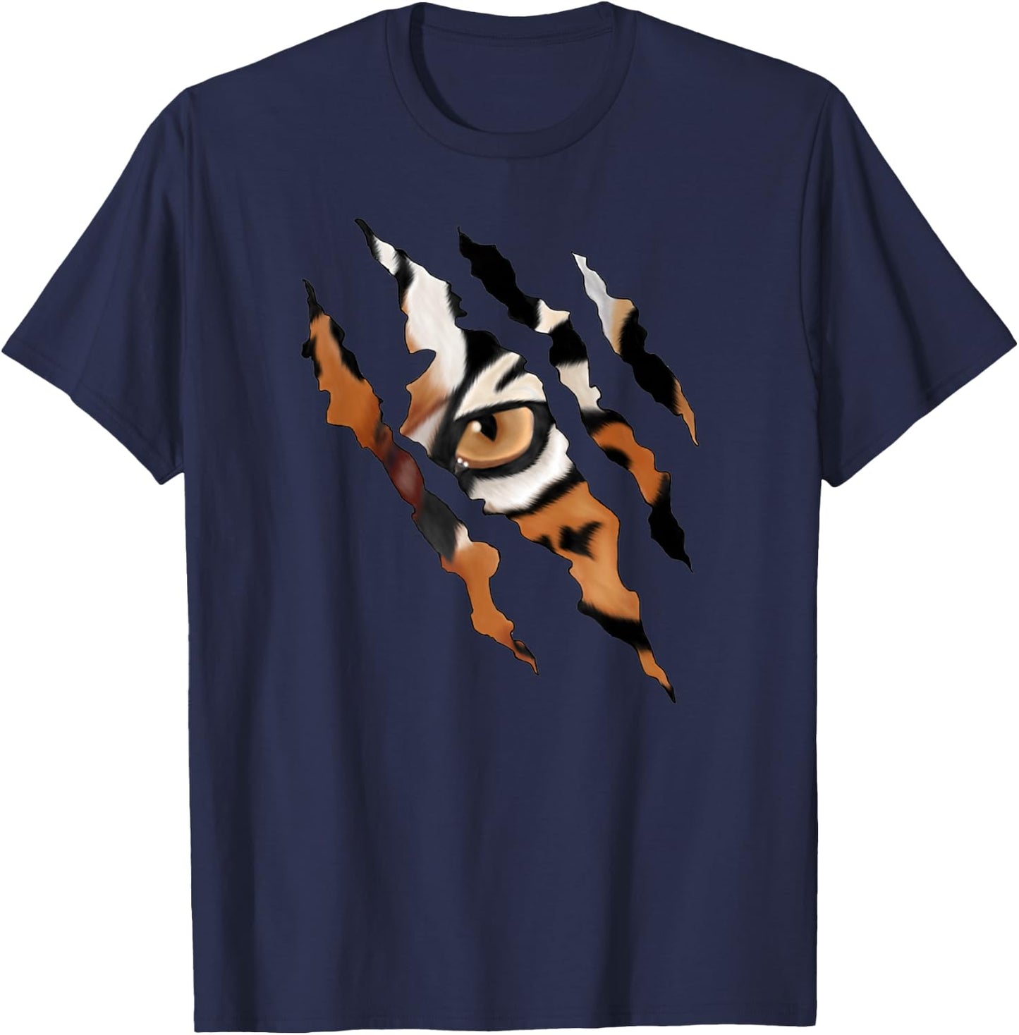 Fearless Tiger Cat Eye Claw Silhouette T-Shirt - T-Shirt | Navy
