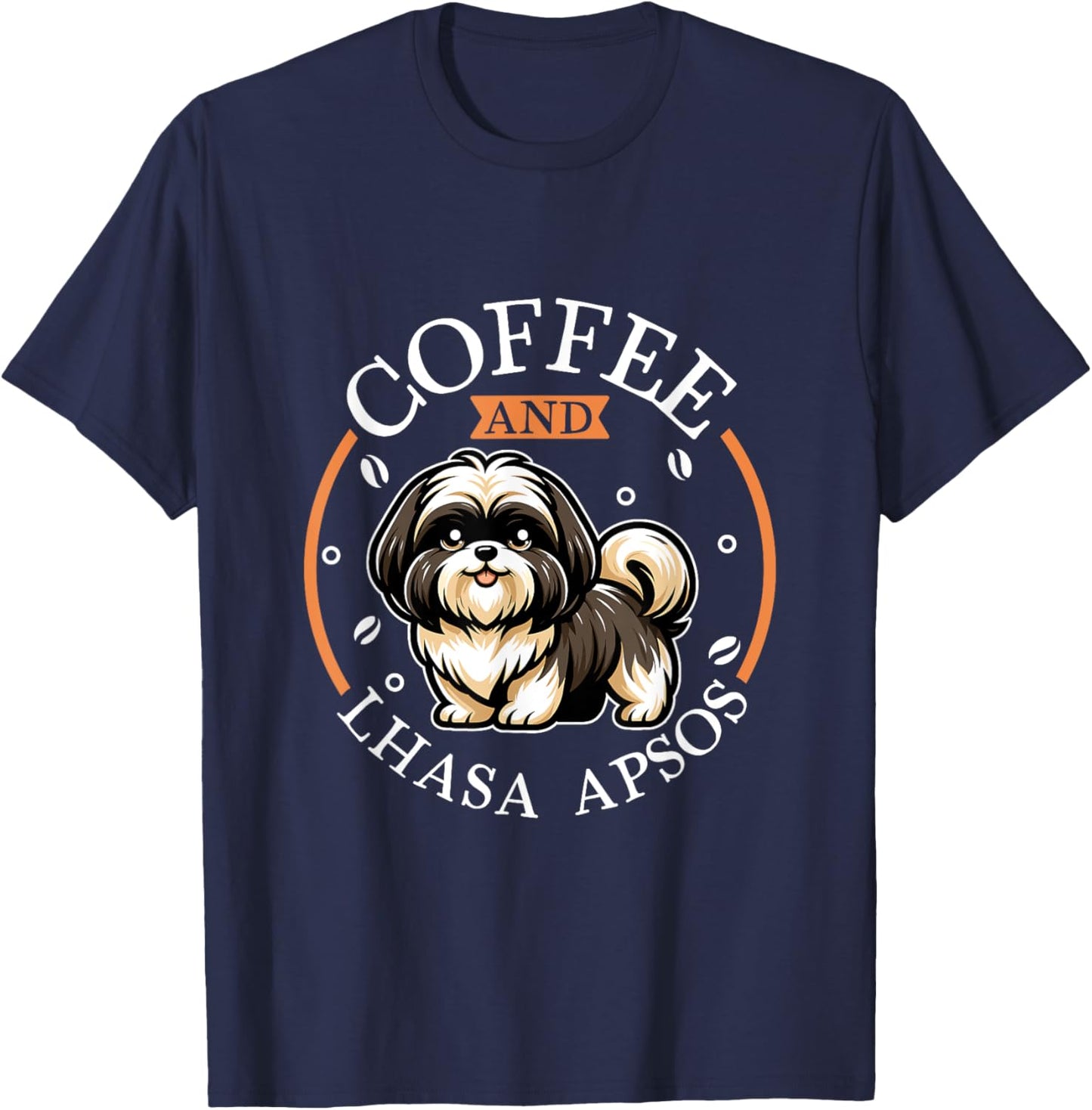 Coffee and Lhasa Apso T-Shirt - T-Shirt | Navy