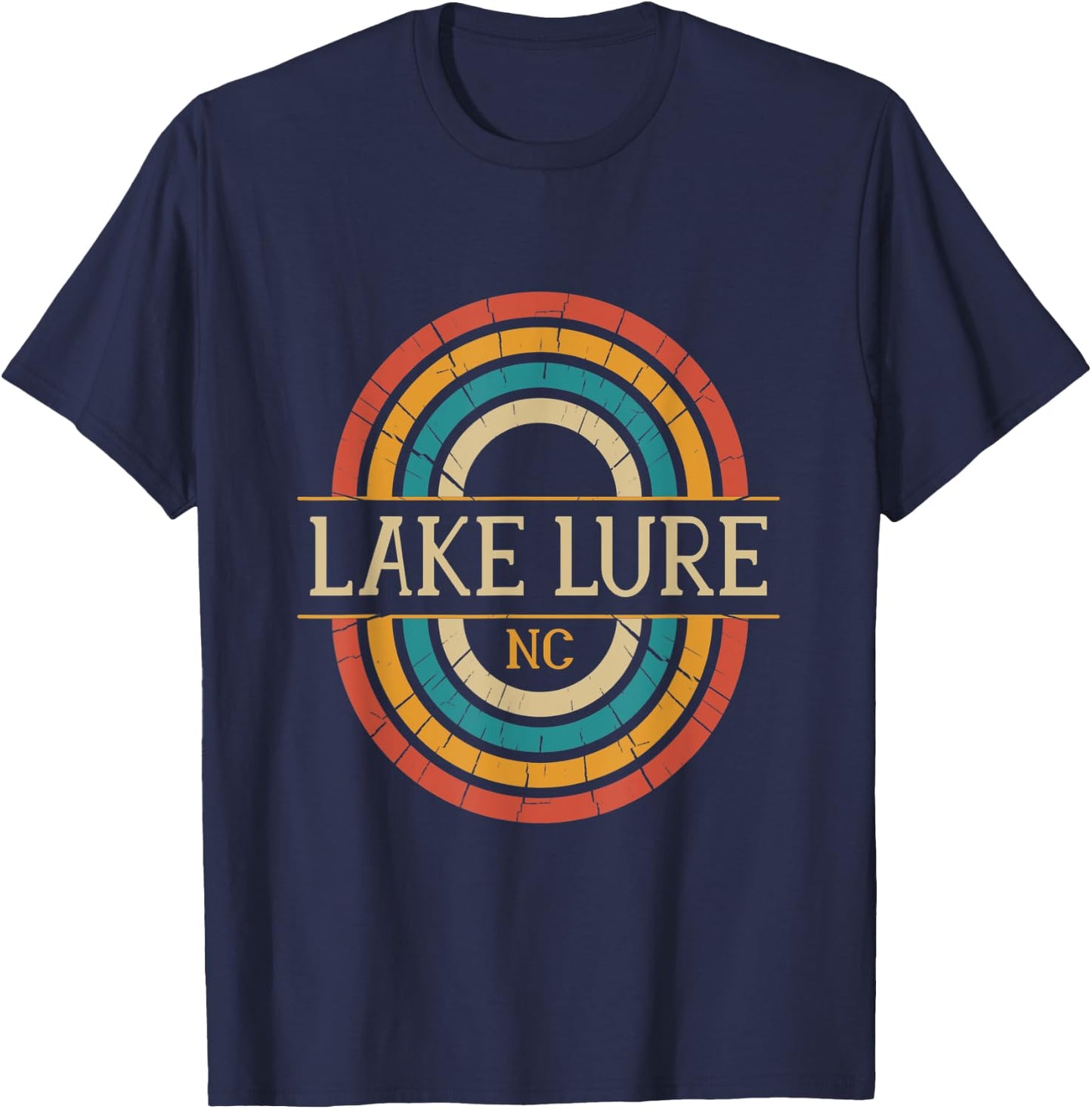 Lake Lure North Carolina Vintage NC Distressed Retro 70s 80s T-Shirt - T-Shirt | Navy