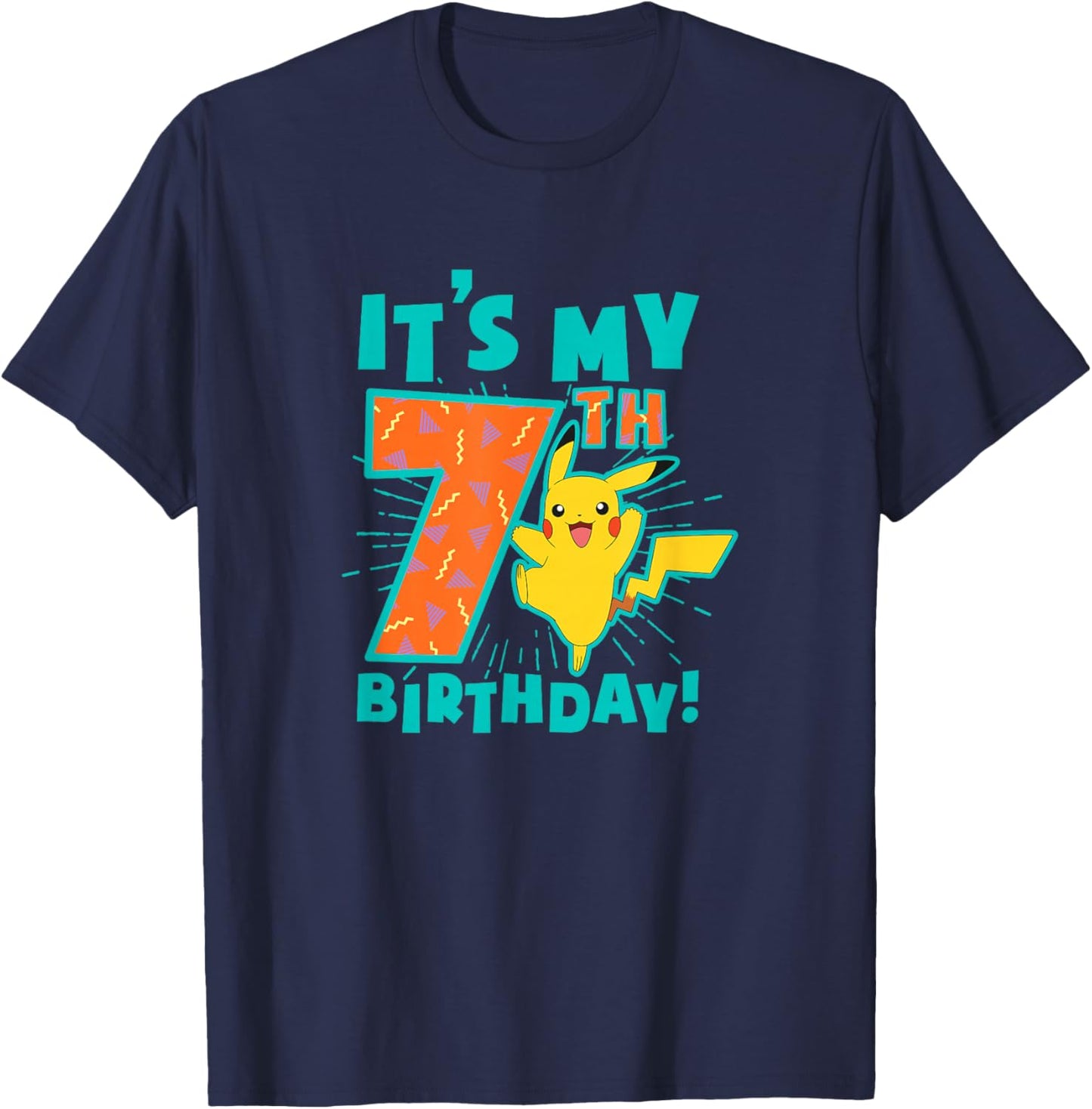 Pokémon Pikachu My 7th Birthday Awesome Celebration T-Shirt - T-Shirt | Navy