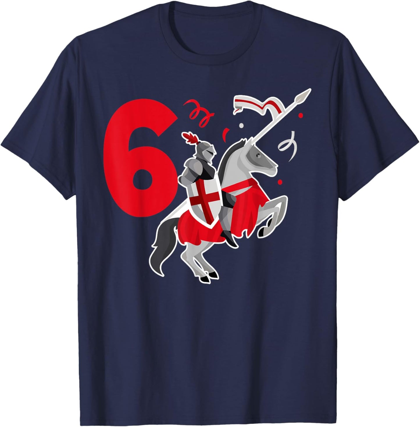 Kids 6th Birthday Party 6 Years Old Son Knights Soldier T-Shirt - T-Shirt | Navy