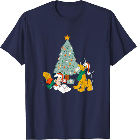 Disney Mickey And Friends Christmas Pluto Letters To Santa T-Shirt - T-Shirt | Navy