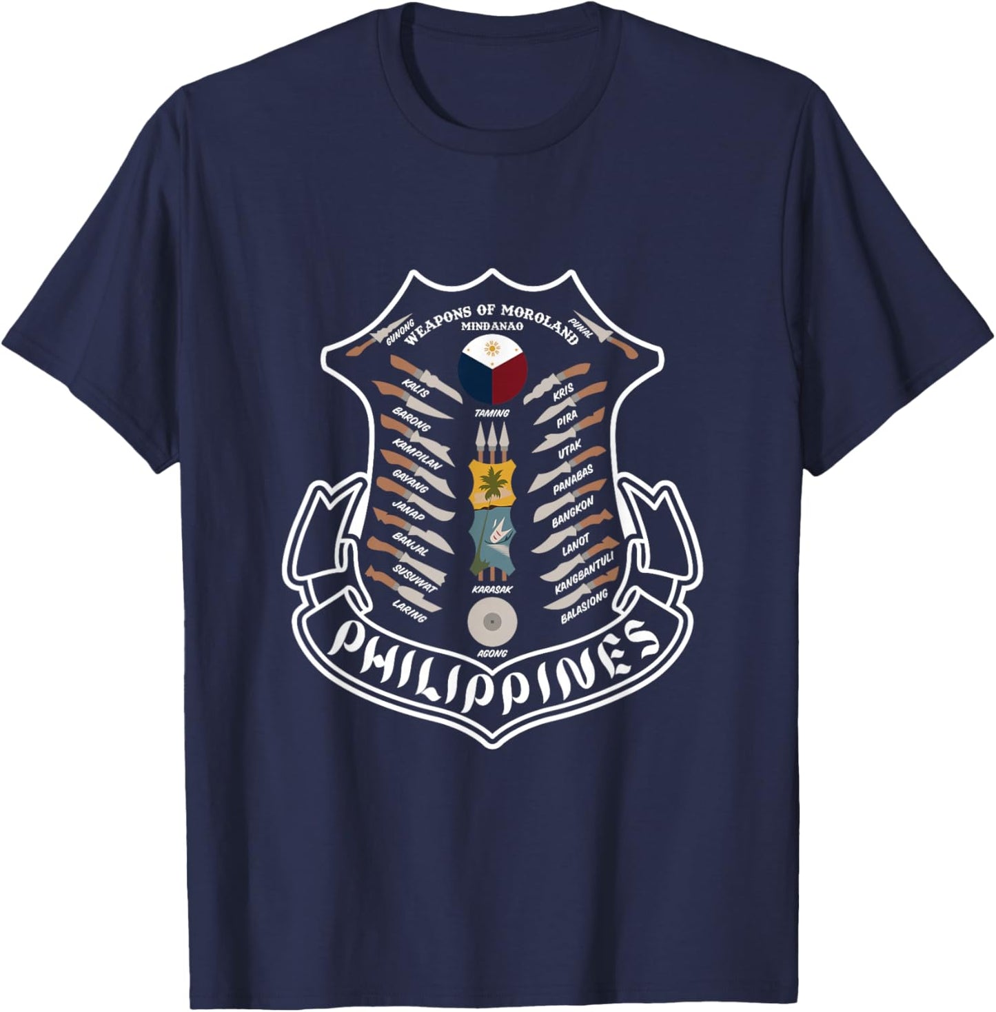 PHILIPPINES WEAPONS OF MOROLAND MINDANAO - Cultural Plaque T-Shirt - T-Shirt | Navy
