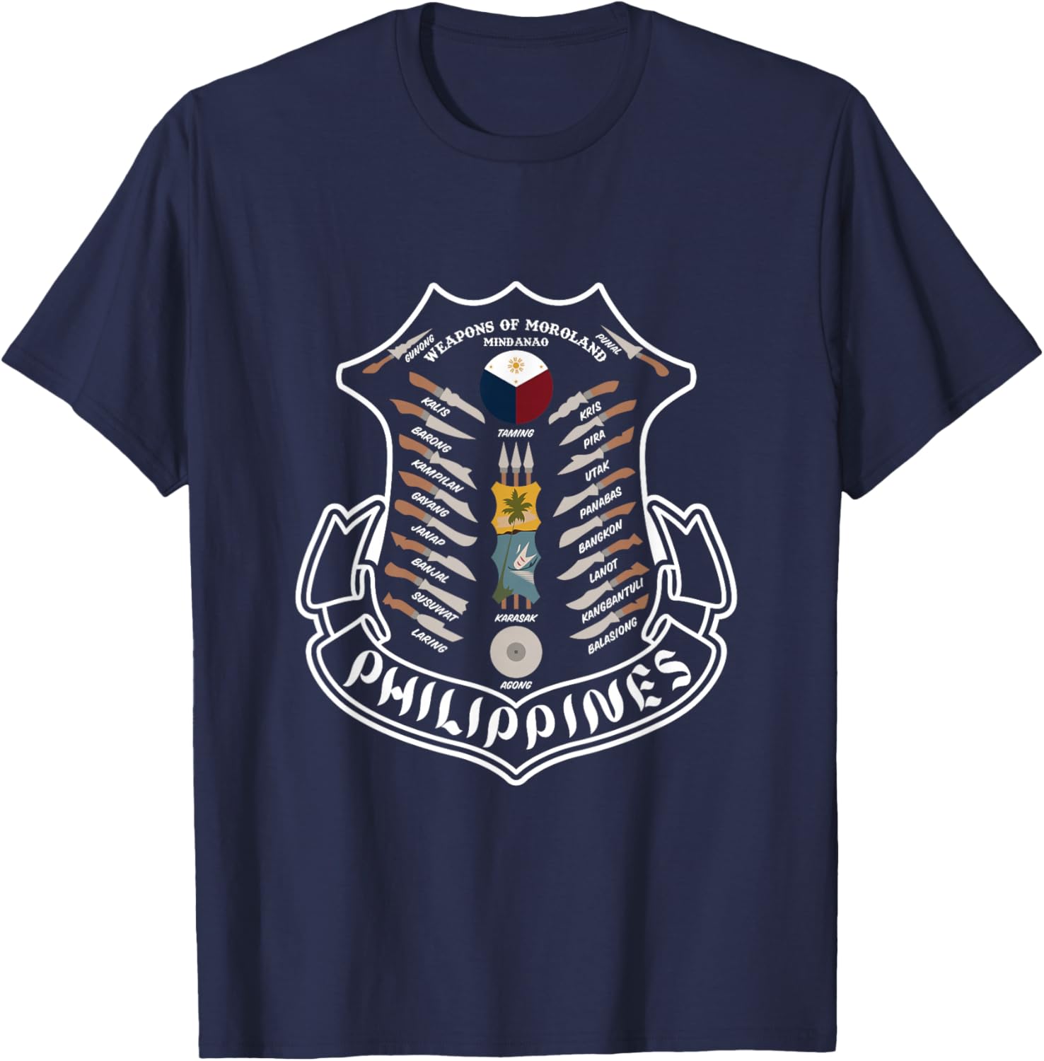 PHILIPPINES WEAPONS OF MOROLAND MINDANAO - Cultural Plaque T-Shirt - T-Shirt | Navy