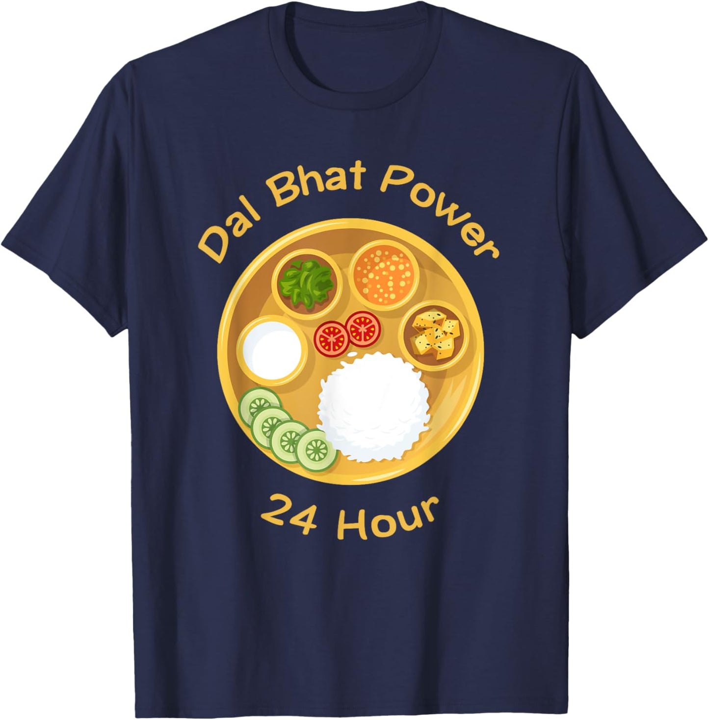 Funny Nepali Saying Dal Bhat Power 24 Hour T-Shirt - T-Shirt | Navy