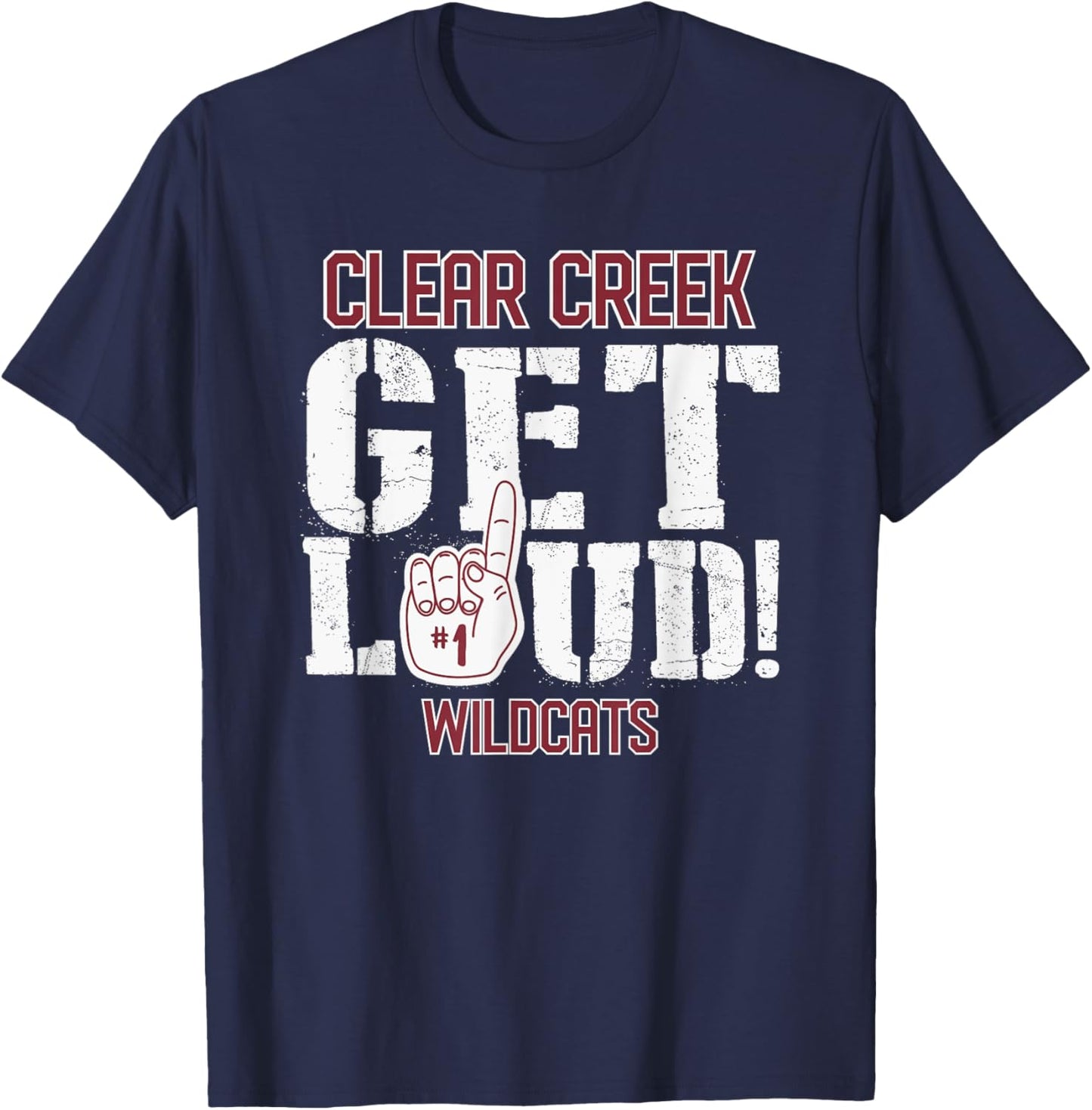 Clear Creek High School GET LOUD Wildcats T-Shirt - T-Shirt | Navy