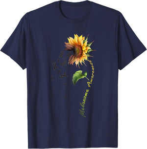 Melanoma Awareness Sunflower Shirt T-Shirt - T-Shirt | Navy