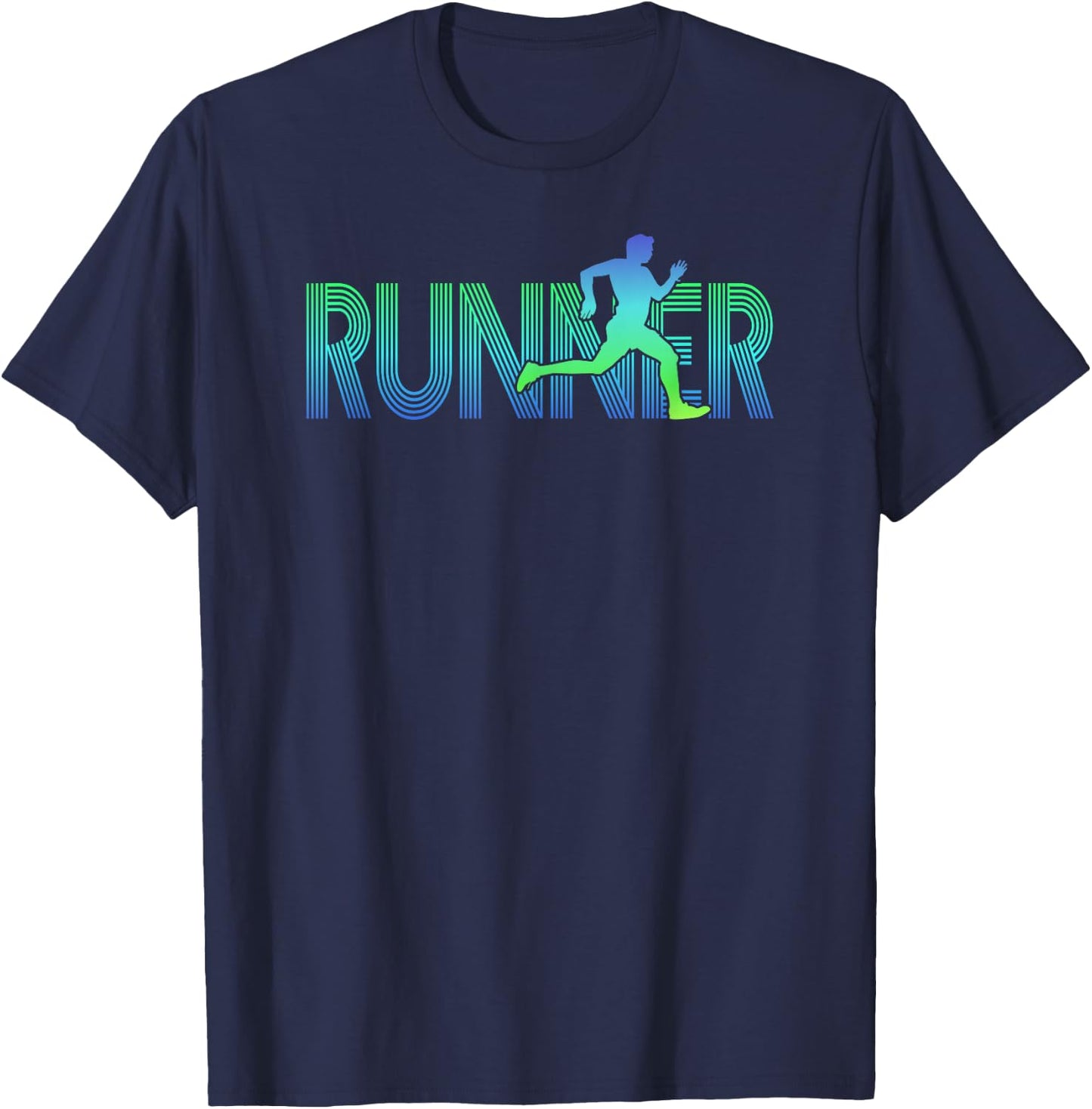 Runner Track & Field Cross Country Marathon Running Graphic T-Shirt - T-Shirt | Navy