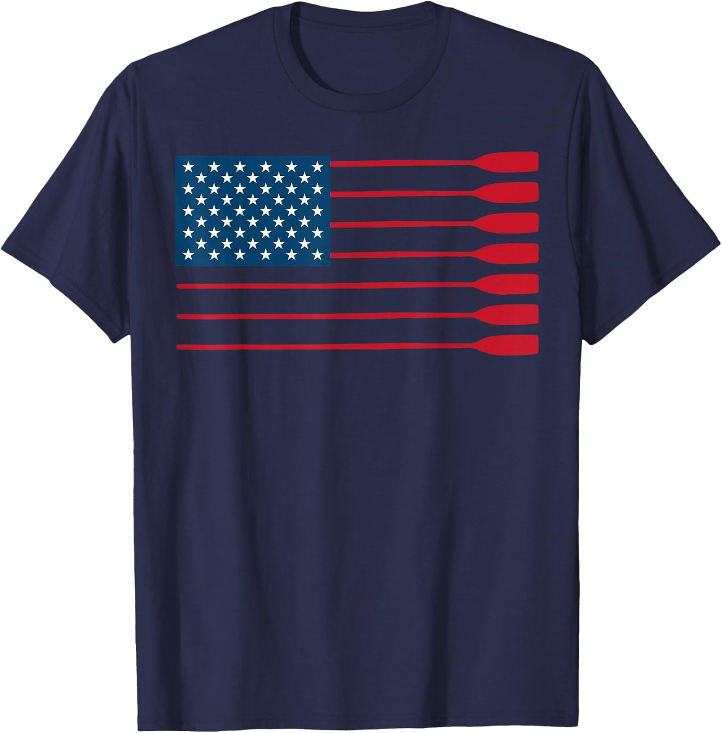 Cool American Flag Rowing Oar Funny Paddle Lover Rowers T-Shirt - T-Shirt | Navy