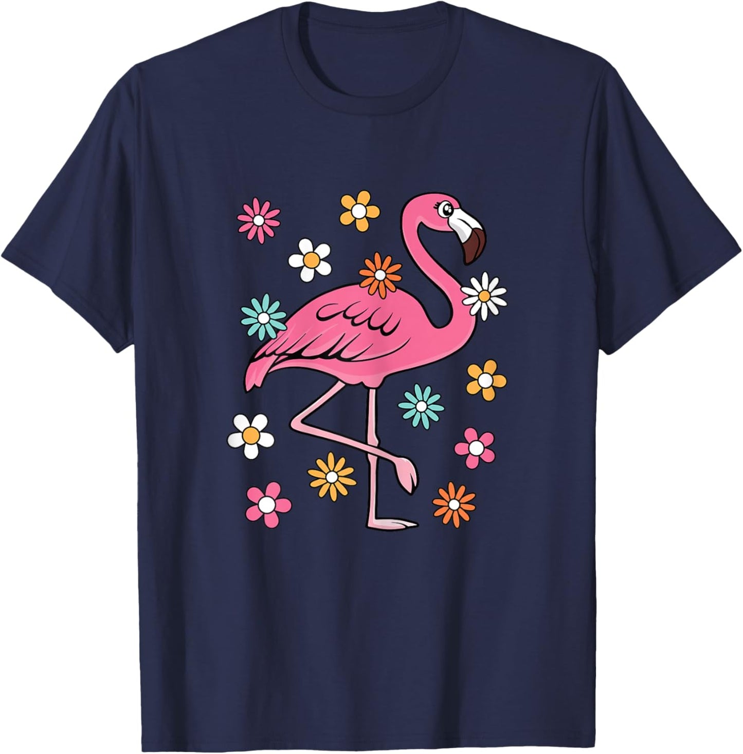 Cute Flamingo Lover Beach Groovy Party Women Girls Kids T-Shirt - T-Shirt | Navy