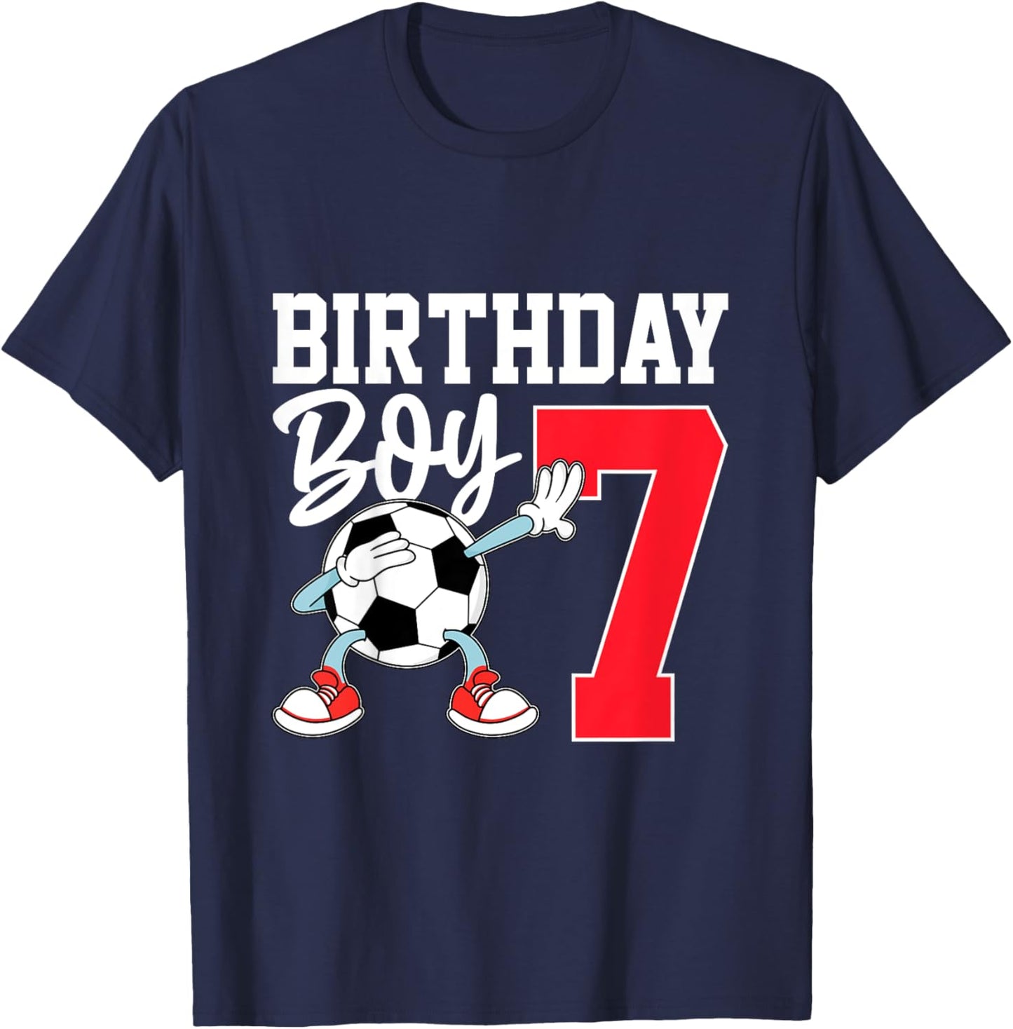 Kids 7th Birthday Shirt Boy Soccer Kids Football Seven 7 Year Old T-Shirt - T-Shirt | Navy