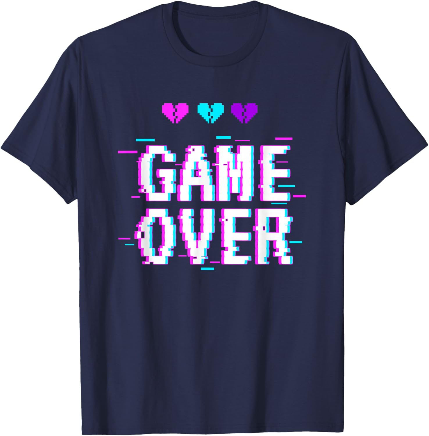 Vaporwave Aesthetic Style Game Over Yami Kawaii Pastel Goth T-Shirt - T-Shirt | Navy
