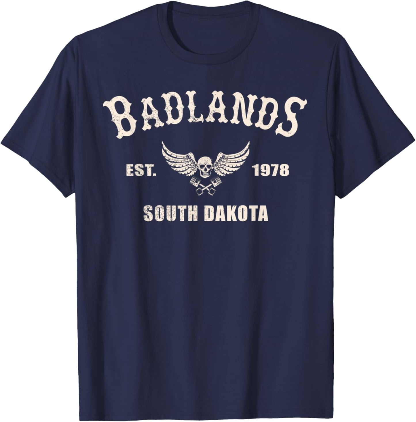 Badlands South Dakota Motorcycle Biker Rider Trail T-Shirt - T-Shirt | Navy