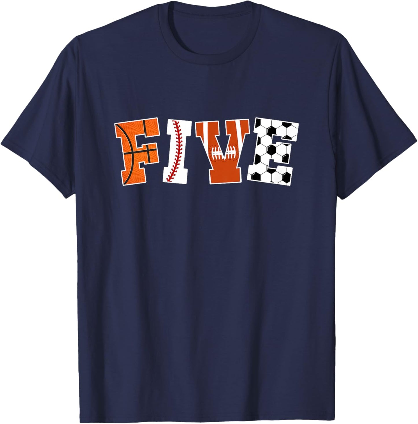 Kids 5th Birthday Sports Birthday Party 5 Year Old Boy T-Shirt - T-Shirt | Navy