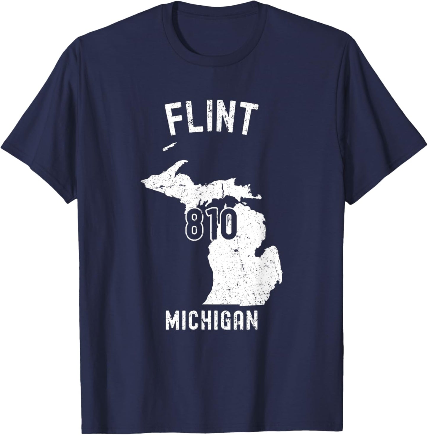 Flint Michigan MI 810 Vintage Athletic Style T-Shirt - T-Shirt | Navy