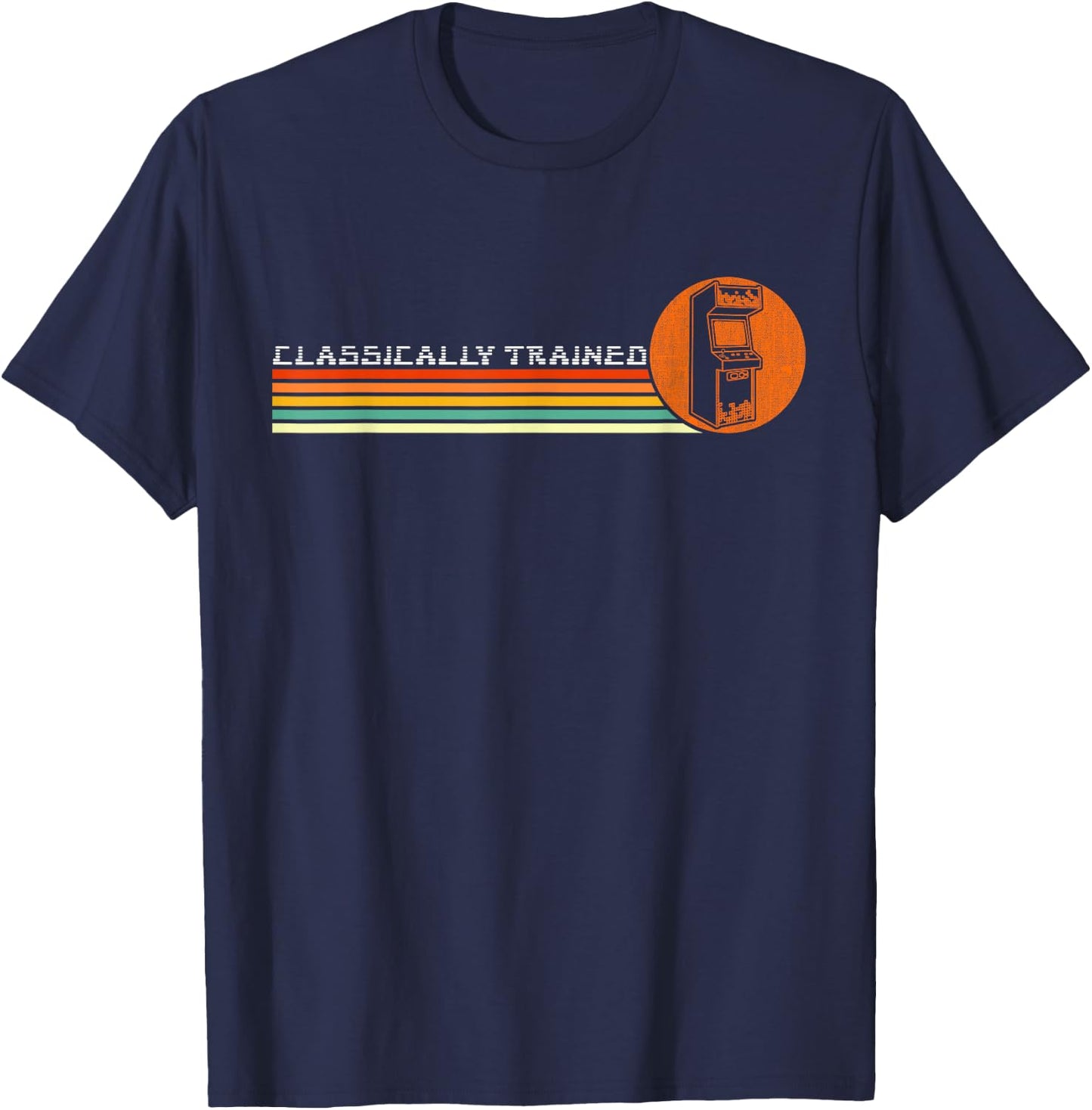 80s Video Game Vintage Retro Arcade Classically Trained T-Shirt - T-Shirt | Navy