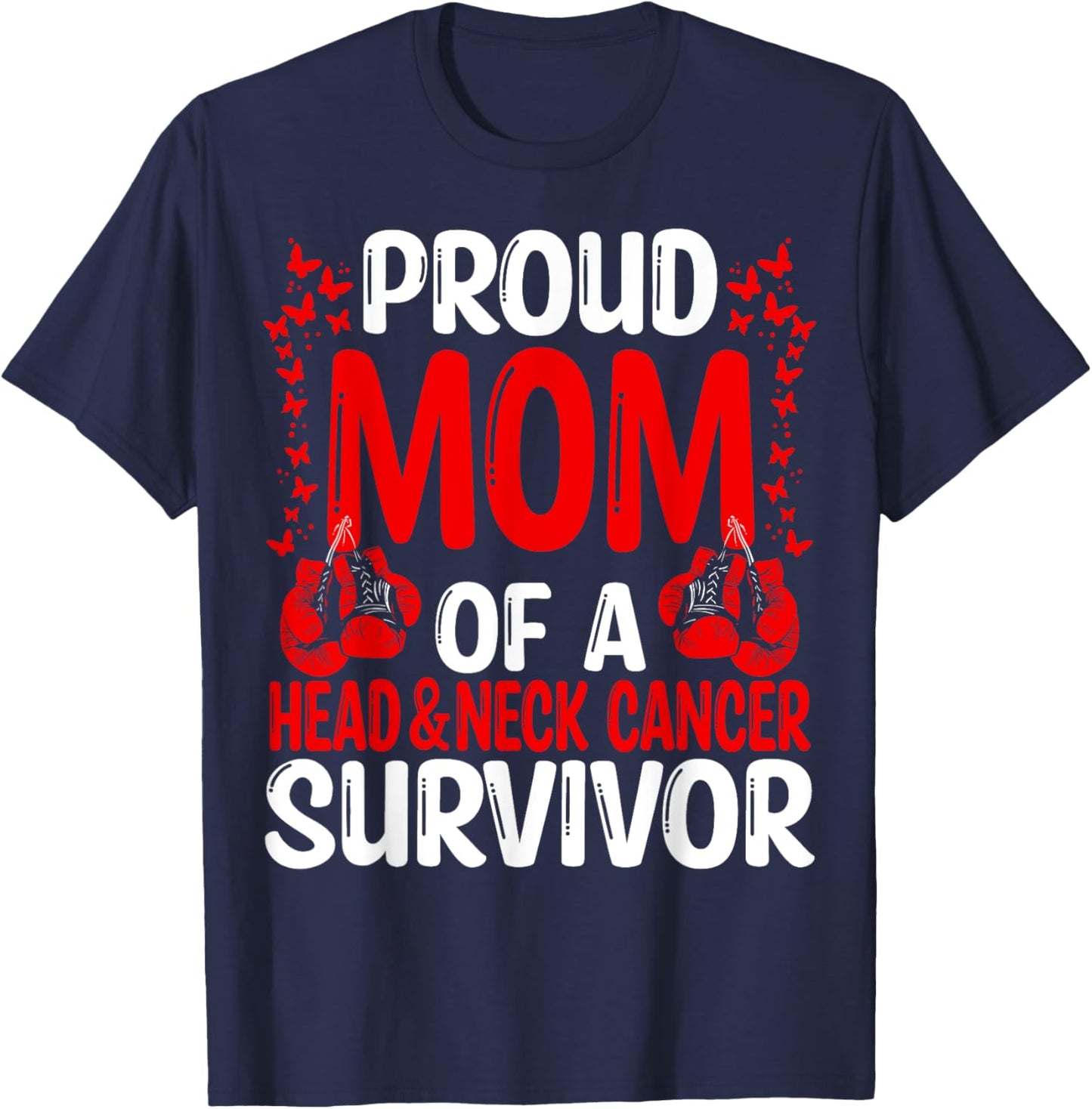 Head&Neck Cancer Awareness Movement Ribbon Mom of a Survivor T-Shirt - T-Shirt | Navy