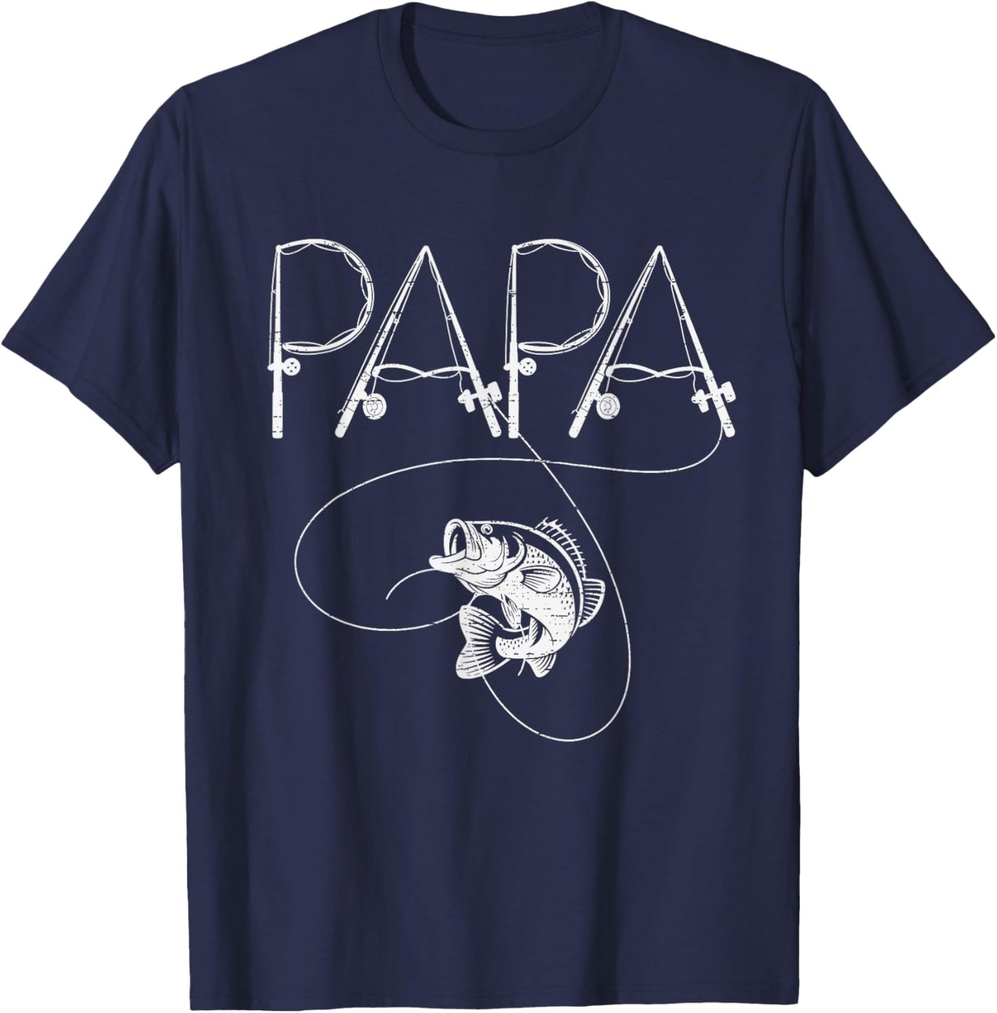 Fishing Papa Rod Fisherman Fish Lover Dad Father's Day T-Shirt - T-Shirt | Navy