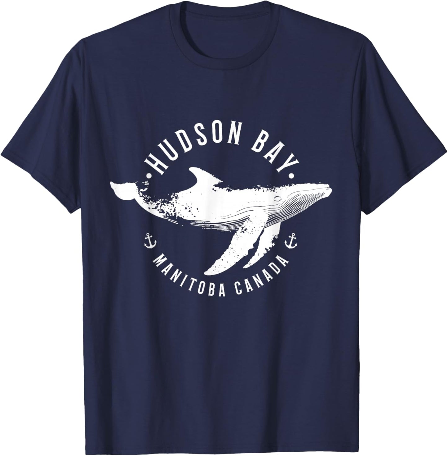 Hudson Bay Manitoba Canada Souvenir Whale Ocean Nautical T-Shirt - T-Shirt | Navy