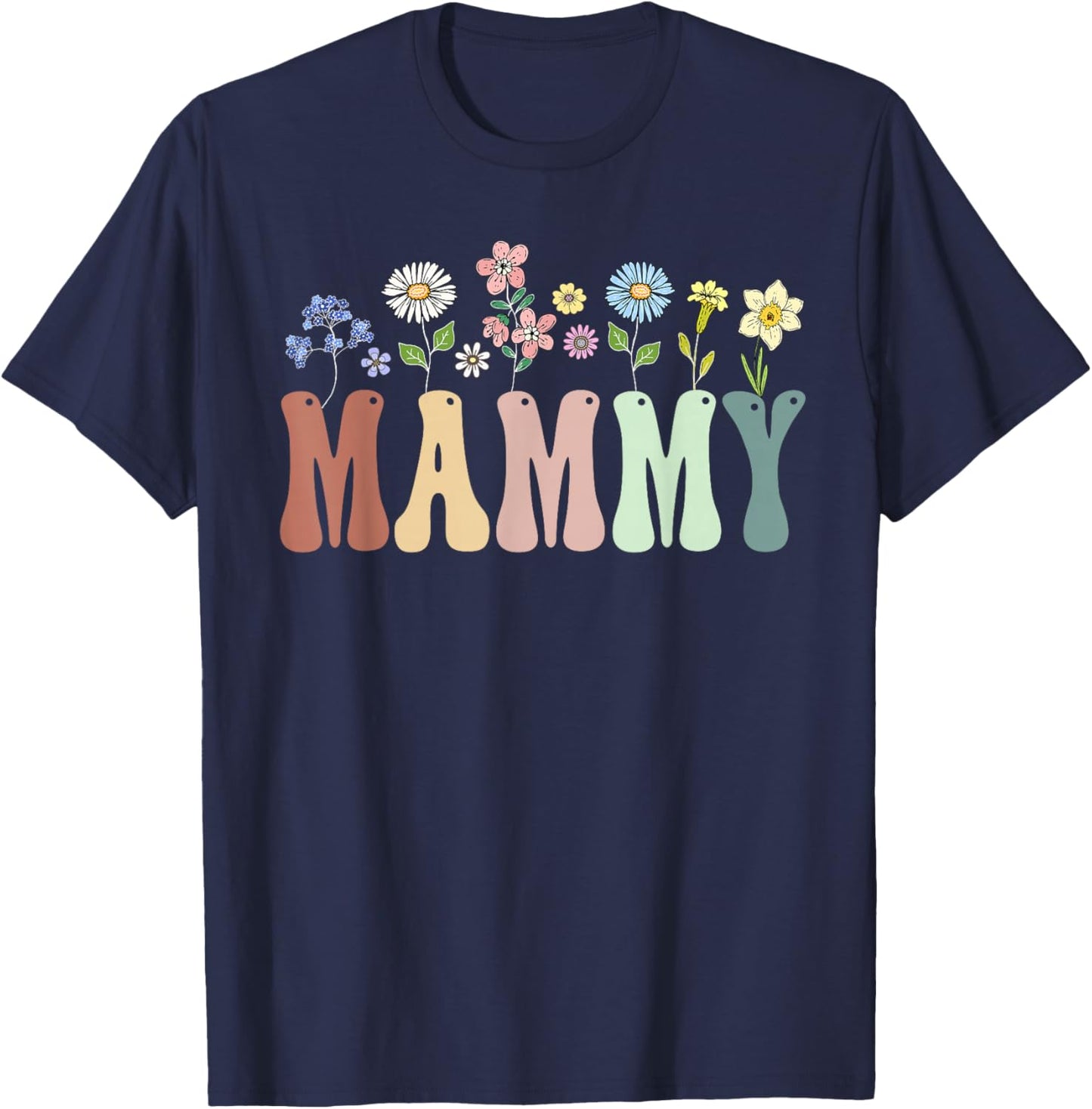 Mammy Gifts Women Wildflower Floral Design Mammy T-Shirt - T-Shirt | Navy