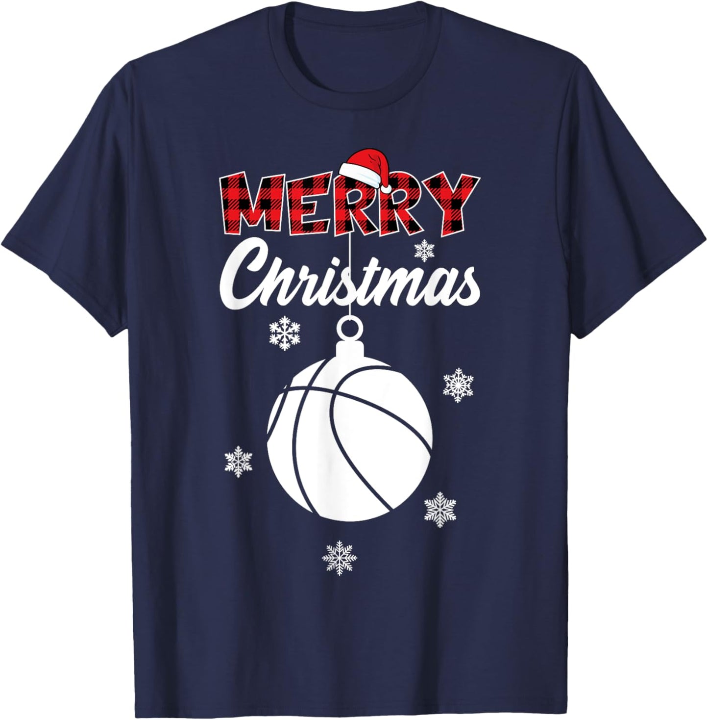 Xmas Basketball Merry Christmas T-Shirt - T-Shirt | Navy