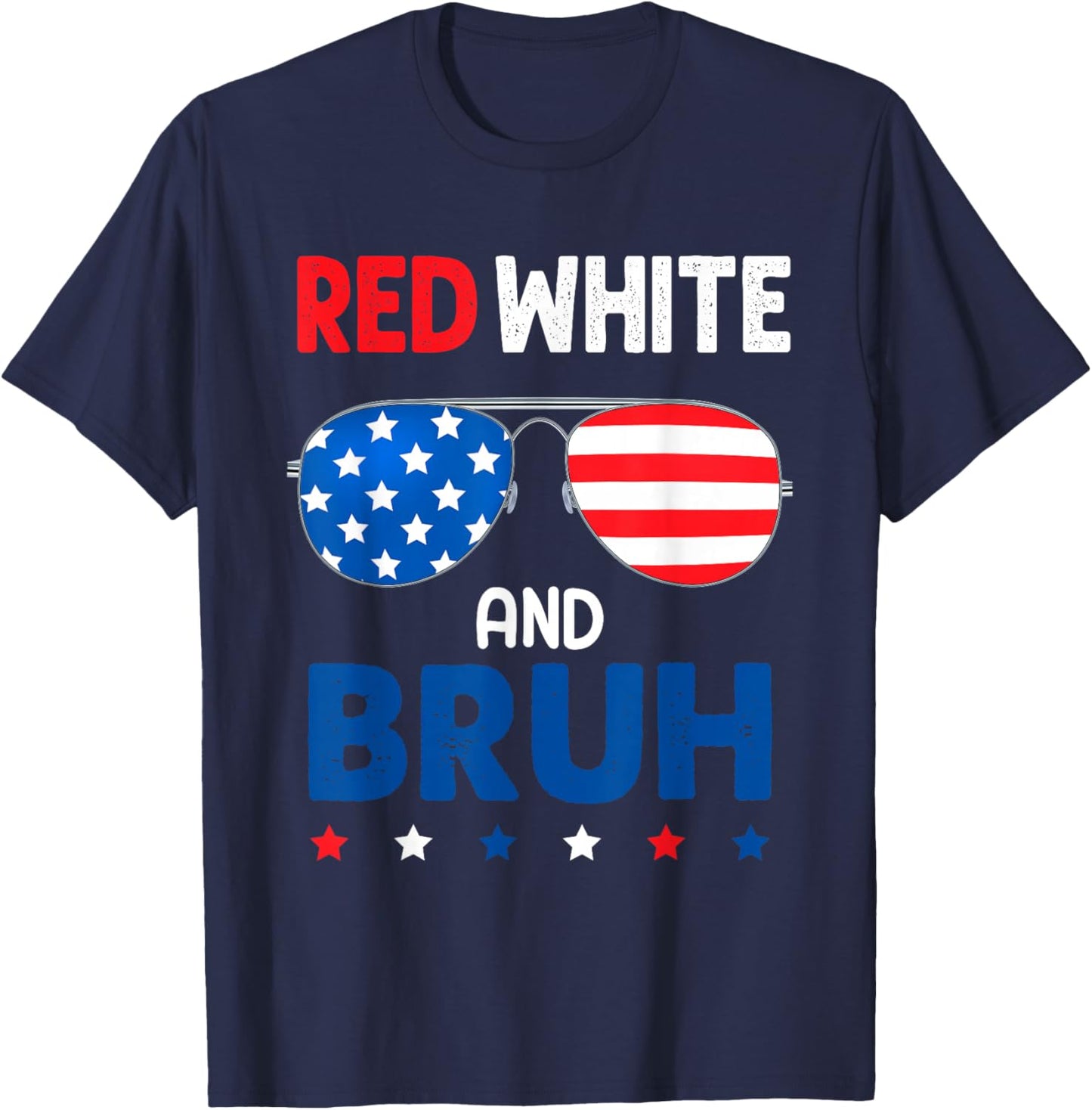 Red And White Bruh Patriotic 4th Of July Boys Girls Kids T-Shirt - T-Shirt | Navy