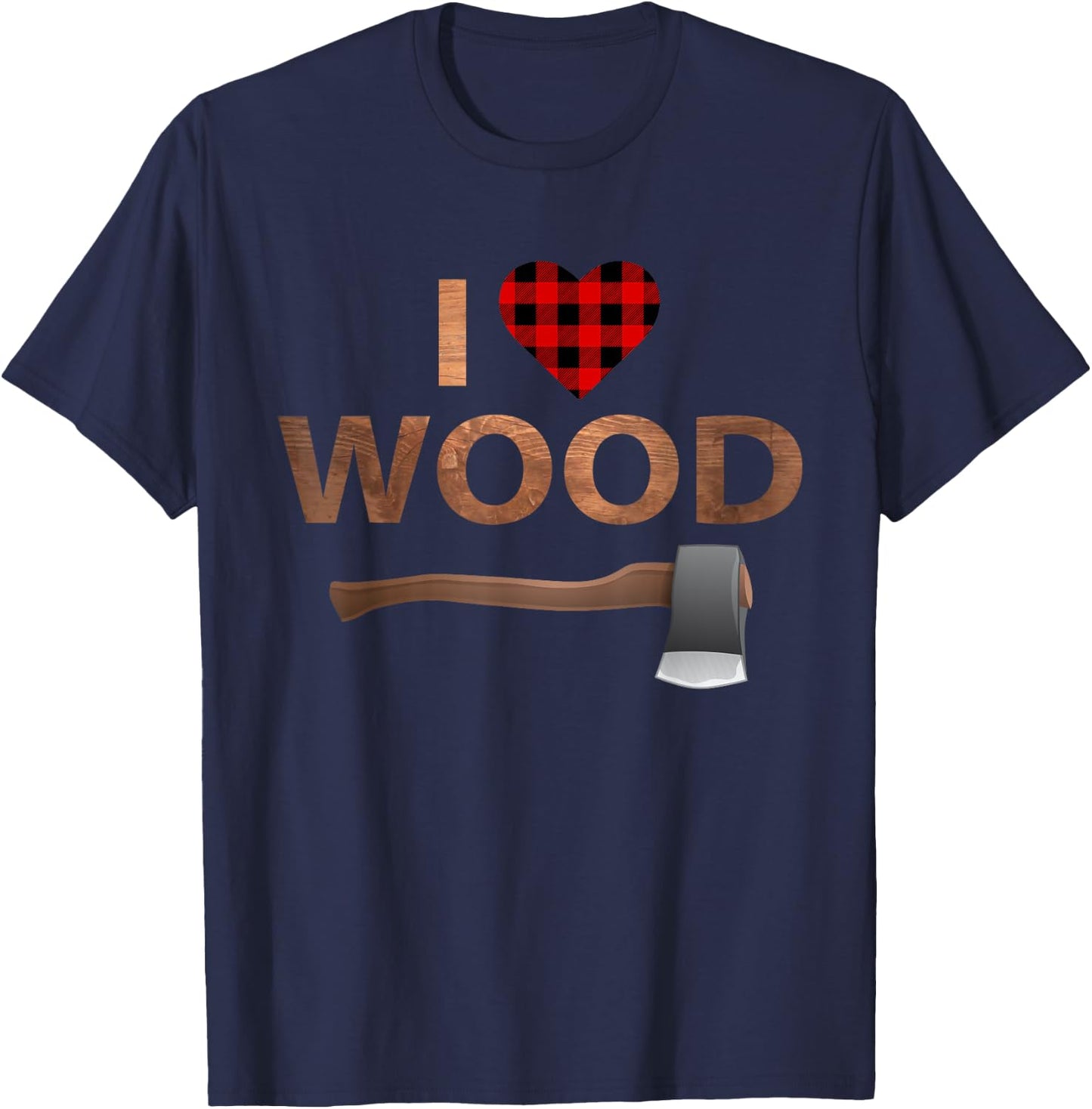 I Love Wood Lumberjack Heart Halloween Party Gift T-Shirt - T-Shirt | Navy