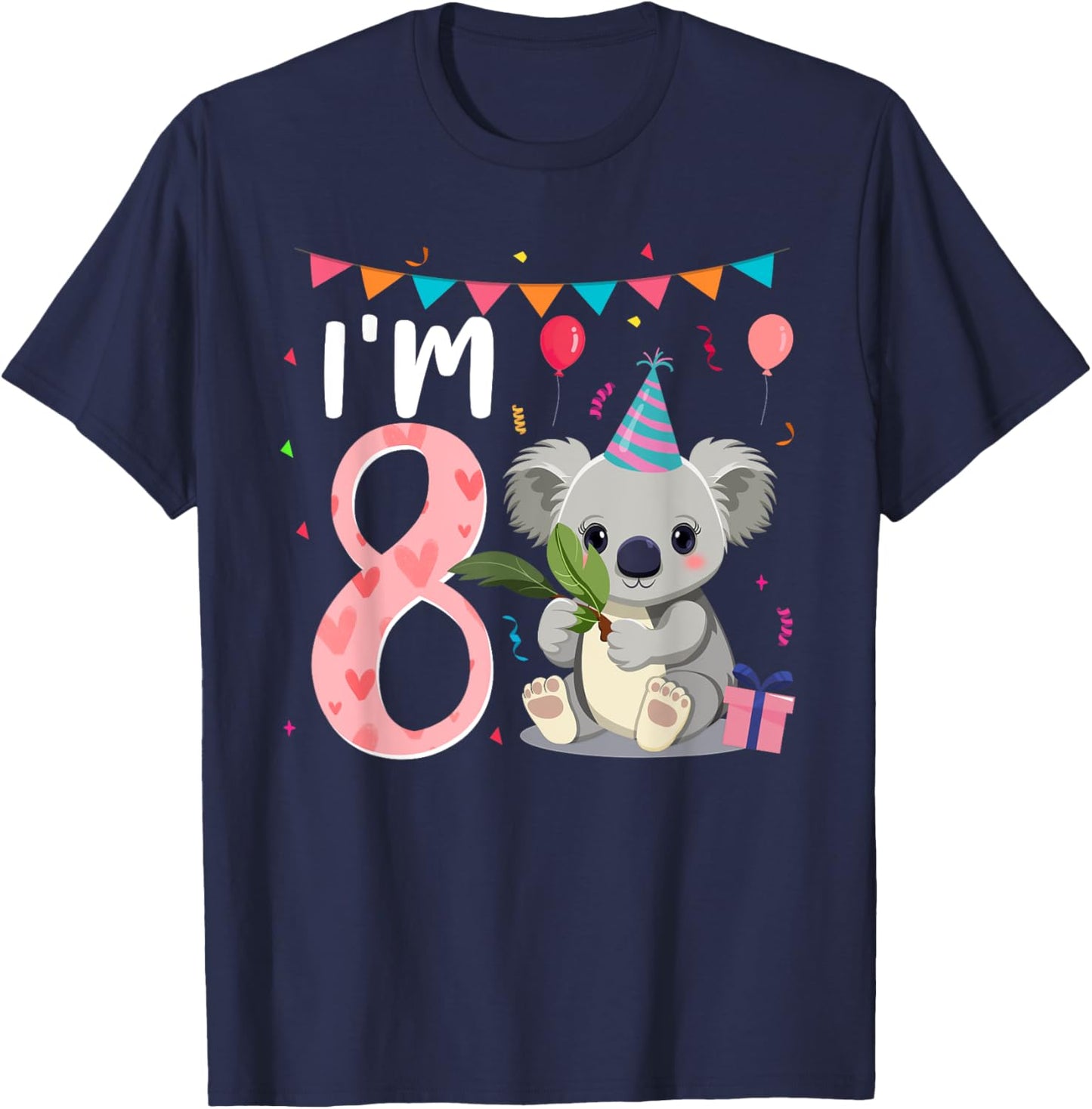 8th Birthday Girl Koala Bear 8 Year Old T-Shirt - T-Shirt | Navy