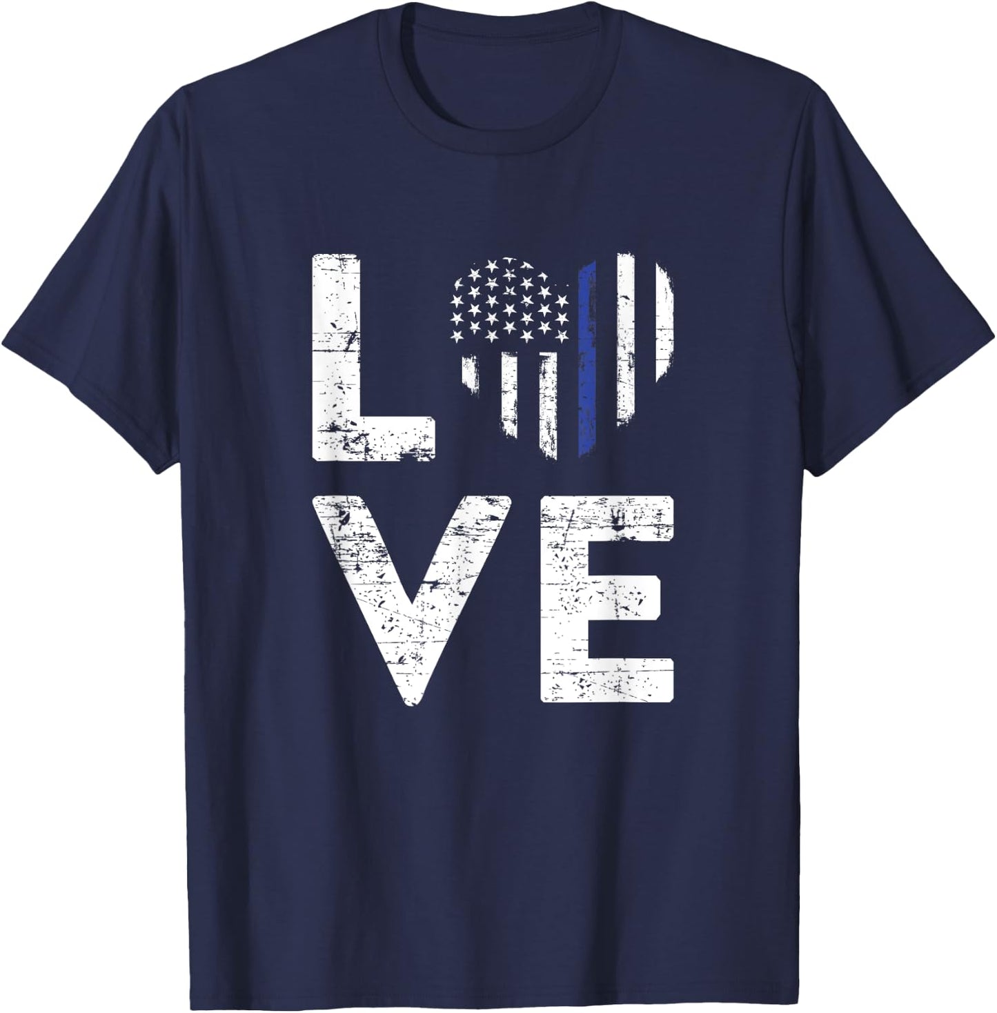 Policeman Valentines Day Gift Law Enforcement Police T-Shirt - T-Shirt | Navy