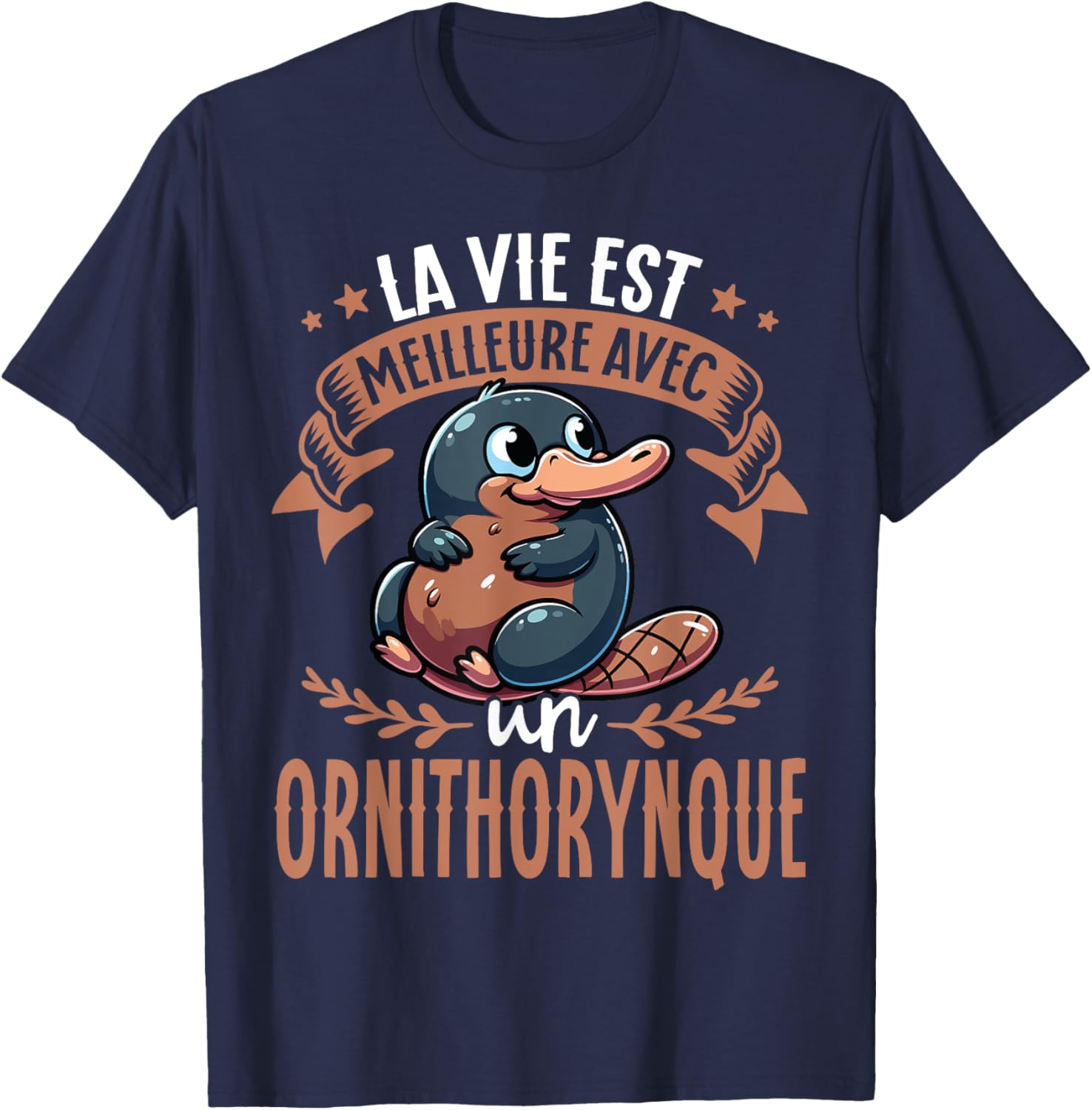 Je M'en Fous Je Suis Un Ornithorynque - Cute Platypus , Black, S T-Shirt - T-Shirt | Navy