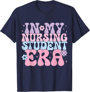 In My Nursing Student Era Groovy Nursing School Future Nurse T-Shirt - T-Shirt | Navy