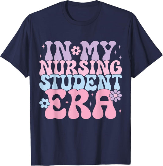 In My Nursing Student Era Groovy Nursing School Future Nurse T-Shirt - T-Shirt | Navy