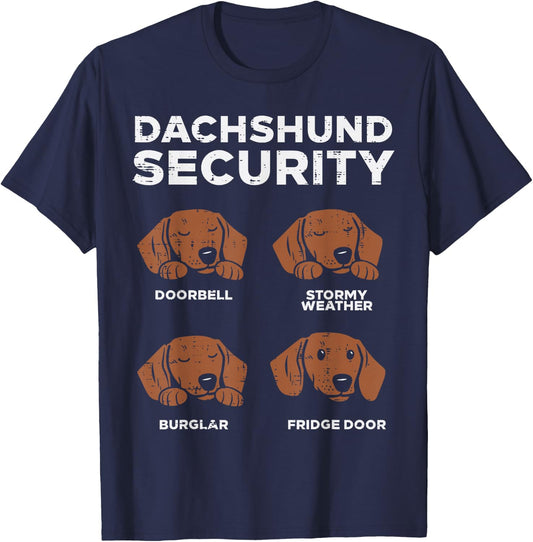 Dachshund Security Funny Wiener Weiner Dog Lover Owner Gift Men Women Girls Kids T-Shirt - T-Shirt | Navy
