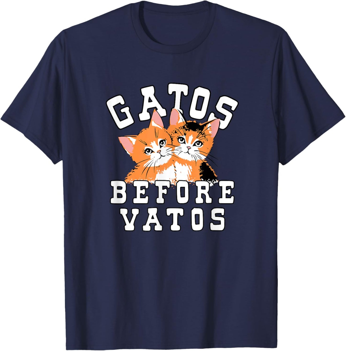 Funny Valentine Gatos Before Vatos , Women T-Shirt - T-Shirt | Navy